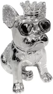 GEBROCHENER DIAMANT SILBER KRISTALL BLING BULLE HUND ORNAMENT KERAMIK REGAL SITTER GESCHENK - Bild 1 von 5