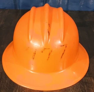 Vtg E.D. Bullard Co Orange 3 Ridges Fire Dome  Hard Boiled Hat No Liner Size 6 ½ - Picture 1 of 8