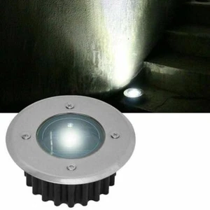 Solar Powered LED Decking Floor Spot Lights White Steel Garden Lamp F7L5 - Picture 1 of 12