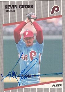 KEVIN GROSS PHILADELPHIA PHILLIES SIGNED CARD LOS ANGELES DODGERS RANGERS ANGELS