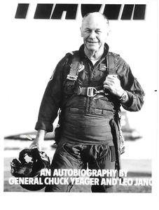ORIGINAL 1985 Aviation Space Exploration Press Photo Chuck Yeager book release - Picture 1 of 9