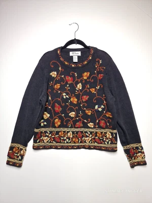 Suéter Vintage All Points By Reference Point Para Mujer L Negro Floral Bordado Foto 1 de 4