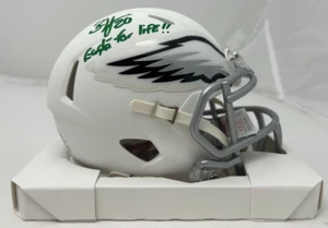 Mini casco bianco piatto firmato Brian Dawkins Philadelphia Eagles Insc JSA COA 749 - Foto 1 di 7
