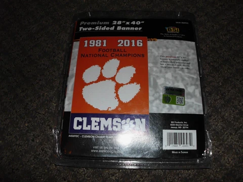 CLEMSON 1981-2016 FOOTBALL NATIONAL CHAMPIONS BANNER, NEW Cover