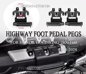 Black Adjustable Highway Foot Pedal Pegs Engine Guard For Honda Goldwing GL 1800 - Picture 1 of 11