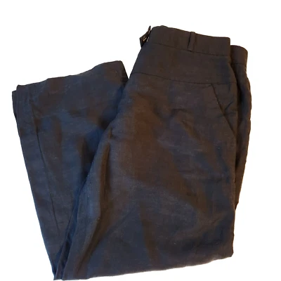 Veronica Beard Womens Ankle Pants Size 8 Black Wide Leg Linen Blend Minimalist - Image 1 of 4