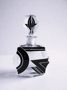 BOTELLA DE PERFUME DE CRISTAL KARL PALDA CORTE CHECO/BOHEMIO con tapón ART-DECO - Imagen 1 de 13