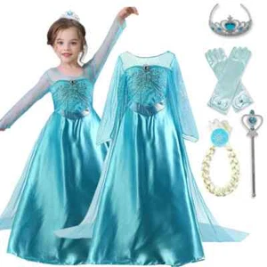 Girls Dress 3-10 Years Birthday Role Elsa Princess Dress For Kids Costume - Picture 1 of 30
