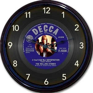 Rolling Stones Satisfaction Jagger Wall Clock Retro Image Vinyl 45 RPM Record   - Picture 1 of 1