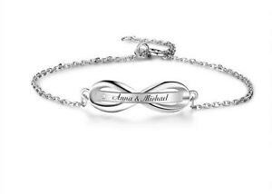 Zierliches Armband Edelstahl mit Gravur nach Wunsch Infinity, Mädchen, Frauen