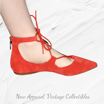 Sandalia al tobillo Saks Fifth Avenue para mujer talla 9M gamuza punta plana con cordones Foto 1 de 4