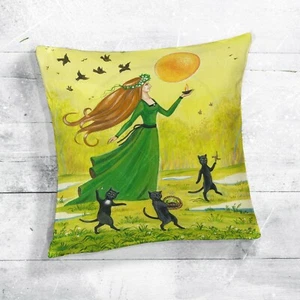 NUEVO-15 pulgadas ALMOHADA IMBOLC RYTA Lino con Inserto Arte Diosa de la Primavera Pagana Bridget - Imagen 1 de 1