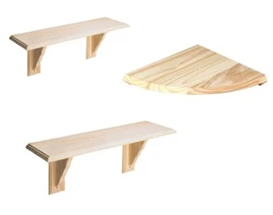 New Natural Wooden Wood Shelf Storage Unit Kit Home Wall Mounted Corner Shelves - Picture 1 of 8