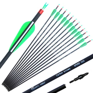 Flechas de carbono de tiro con arco de 28"/30"/31" columna de caza 500 para arco compuesto recurvo - Imagen 1 de 9