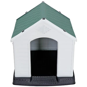 Durable 32"H Dog House Waterproof Pet Shelter W/Raised Floor and Air Vents Green - Picture 1 of 13