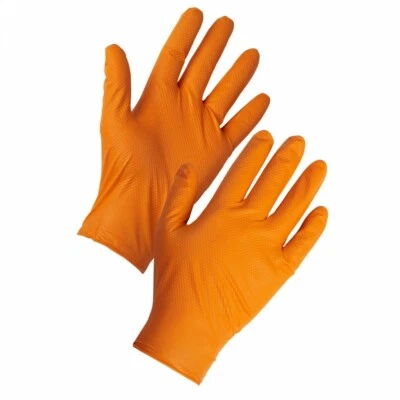 SUPER TOUCH PG 901 Orange Extra Strong Textured Grip Nitrile Diamond Grip Gloves