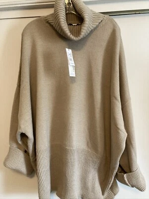 Suéter Pullover Grueso Gran Tamaño Cuello Simulado TOPSHOP 8-10-12 Hombro Caído Taupe Foto 1 de 4