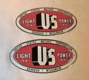 set of 2,Vintage United States Motors Corp. Light-US-Power- Emblem- Oshkosh Wis. - Picture 1 of 2