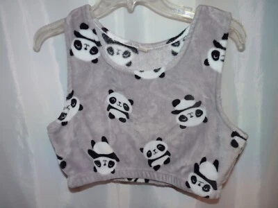 Gray Panda Crop Fleece Halter Top Size L - Image 1 of 4