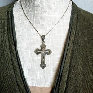 TAXCO MEXICO Vintage 925 Sterling Silver Cross Pendant Religious Christian Jesus - Picture 1 of 8