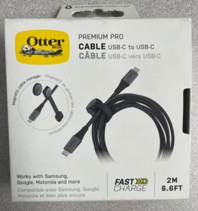Câble OtterBox Premium Pro Charge Rapide USB C vers USB C 2m/6 pieds Noir - Photo 1 sur 3