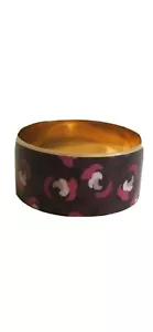 Kate Spade Rose Bangle bracelet purple pink enamel gold paper logo black new - Picture 1 of 5
