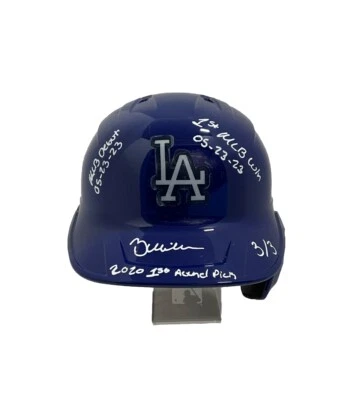3/3 BOBBY MILLER SIGNED DODGERS FULL HELMET "MLB DEBUT, 1ST WIN, 1ST PICK" PSA - Image 1 of 4