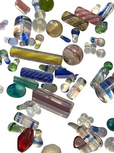 Mixed Glass Bead Lot for Necklace Making Crafts Jewelry 50+ - Picture 1 of 9