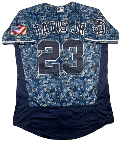 PADRES JERSEY #23 FERNANDO TATIS JR SIZE M-3XL STITCHED SAN DIEGO CAMO BLUE MENS Cover