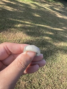 Rare Genuine Pebble Seed Ziliao 籽料 Nephrite Jade Ring w/ Skin US Size 6.5 B317 7 - Picture 1 of 10