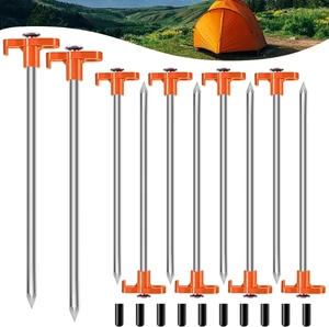 10PCS Tent Stakes Heavy Duty Camping Tent Stakes 7Inch Non-Rust Metal Tent Pegs  - Picture 1 of 12
