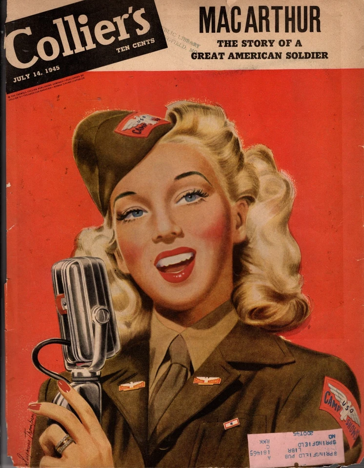 1945 Colliers July 14 USO Singer -  original cover only - Image 1 of 1