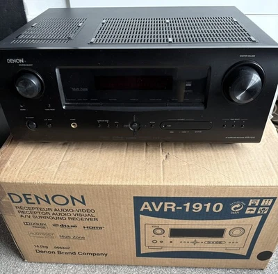 Denon AVR-1910 Hi-Fi Stereo Amplifier 7.1 Surround Sound Receiver Black Unit - Image 1 of 4