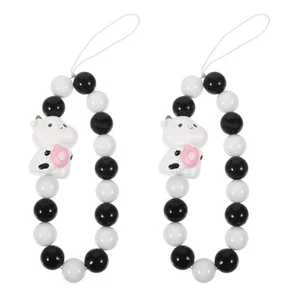  2 Pcs Cartoon Cow Lanyard Handy-Armband Mit Perlen Handyanhänger - Zdjęcie 1 z 12