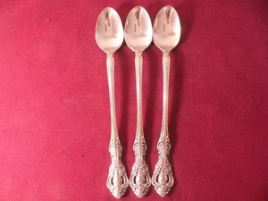 Set of 3 Iced Teaspoons MICHELANGELO Oneida Cube Stainless Flatware 7 1/2" B - Picture 1 of 5