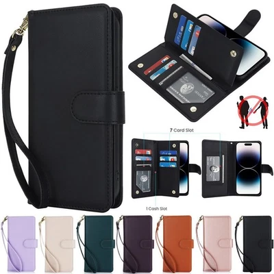 For iPhone 17 16e 15 14 13 12 11 Pro Max X 8 Leather Flip Wallet Card Case Cover - Image 1 of 4