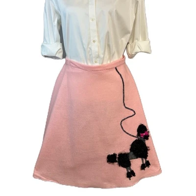 Handmade Women Poodle Skirt Size M/L  Faux Fur Rhinestone Pink Retro 50s Costume - Image 1 of 4