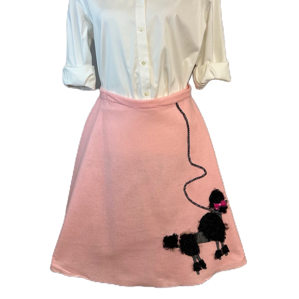 Falda de caniche hecha a mano para mujer talla M/L imitación piel estrás rosa retro disfraz años 50 Foto 1 de 4