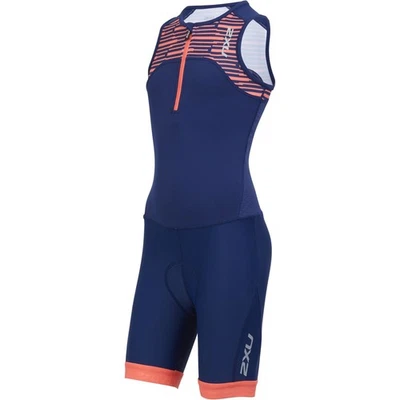 Nuevo 2XU Traje de Triatlón Activo Juvenil Mediano Azul Marino Melocotón Niños Junior Foto 1 de 3