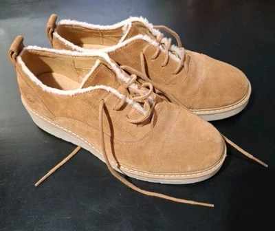 UGG JOHANNA SPILL SEAM Loafer Shoe CHESTNUT SUEDE OXFORD WEDGE Heel Comfort US 7 - Image 1 of 4