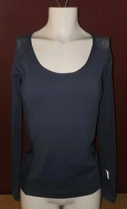 Sportliches Damen-Top LJ SCHWARZ S Small Langarm dunkelgrau U-Ausschnitt Shirt - Bild 1 von 8