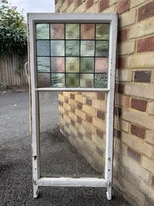 Reclaimed Victorian Leaded Light Stained Glass Window Panel 1165 Or 1065 x 530mm - Picture 1 of 11