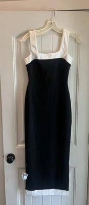 ASOS Size US 2 Sleeveless Square Neck Black White MIDI Dress NWT - Image 1 of 4