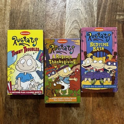 Rugrats Lot Of 3 VHS Tapes Nickelodeon Bedtime Bash/ Tommy Trouble/ Thanksgiving Foto 1 de 2