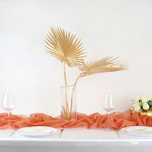 2 Gold 35" Metallic Artificial Palm LEAVES Faux Tropical Plant Stems Party - Picture 1 of 9