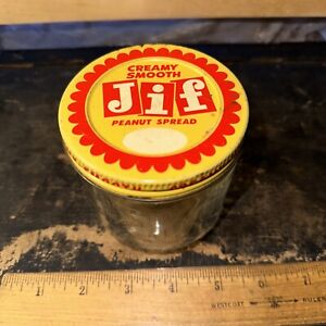 vintage JiF creamy style peanut butter glass jar 1 Cup Peanut Spread.