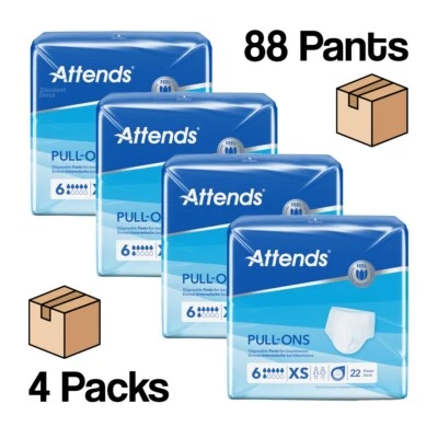 Adult Nappies Incontinence Pull up Pants ATTENDS 6XS EXTRA SMALL 4 PACKS OF 22 - Image 1 of 4
