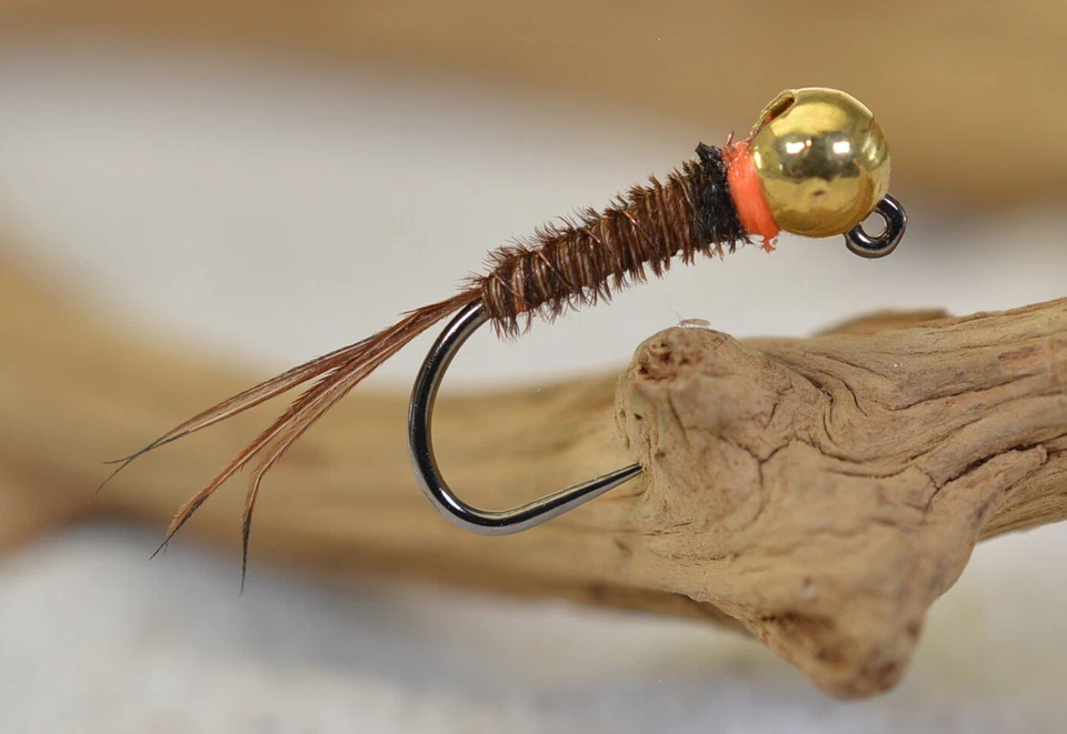 REGION FISHING 6 Flies - Tungsten Hot Spot Pheasant Tail Jig Head Fly - Euro nymph - Hanak Hook
