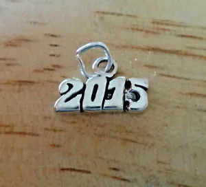Sterling Silver Small 8x13mm Birth Anniversary Graduation 2015 Horizontal Charm - Picture 1 of 2