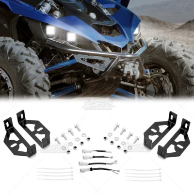 For Yamaha YXZ1000R Front LED Headlight Assembly Mount Brackets Wire Kit 2016-25 - Image 1 of 4
